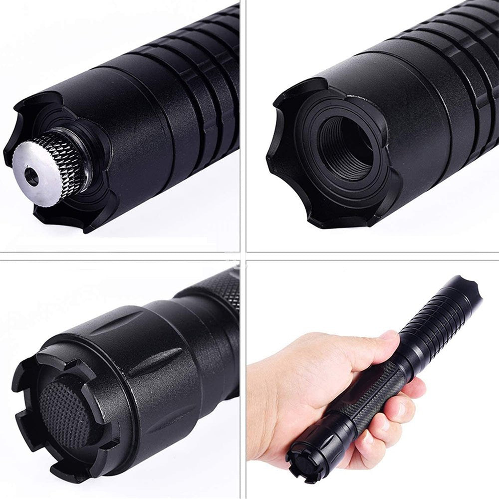 Blauwe Laser Fakkel | 450nm Hoge-Intensiteit Optische Uitgang | Tactisch 5000m+ Bereik | Verstelbare Focus Aluminium Behuizing | Thermische Ontsteking Mogelijke Zaklamp