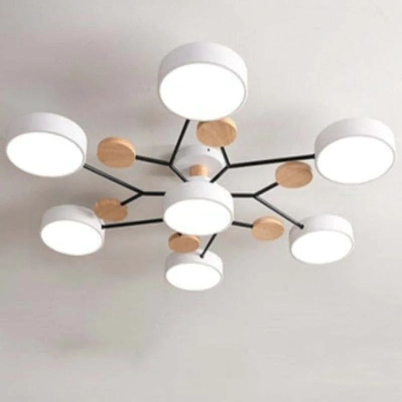 Muto Plafondlamp Hout Modern Rond LED Wit Slaap-/Woonkamer