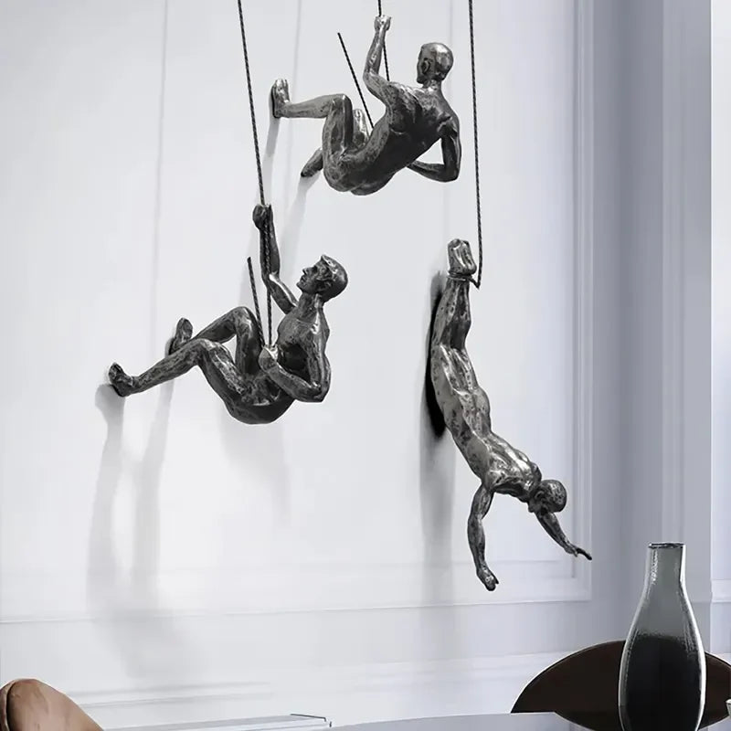 Decoratieve Klimfiguren Wand Sculptuur Set voor Moderne Wanddecoratie