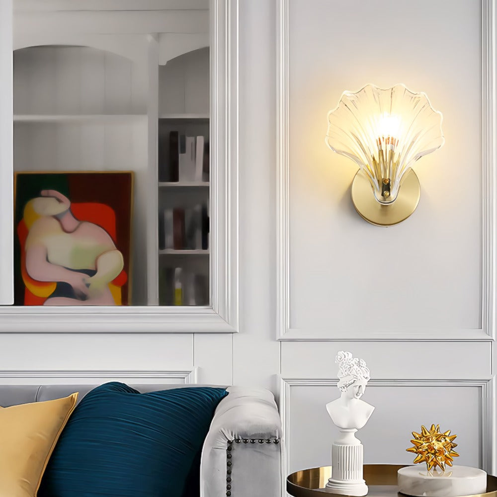 Art Brass Glass Schelp Wandlamp