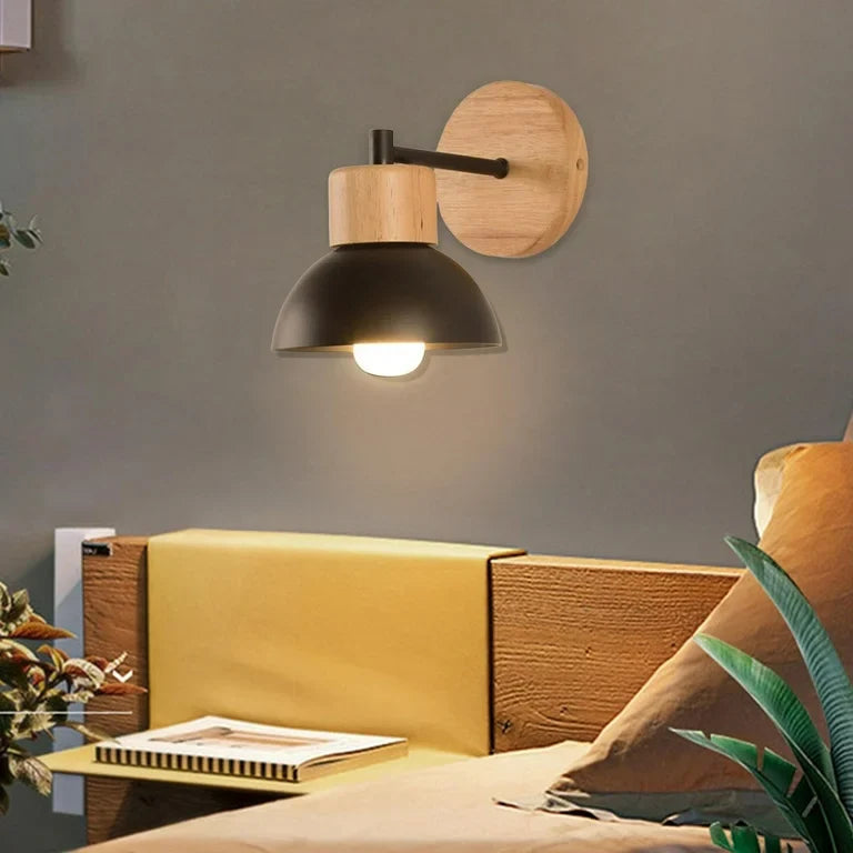 Noordse Hout IJzeren Schaduw Japandi Wandlamp