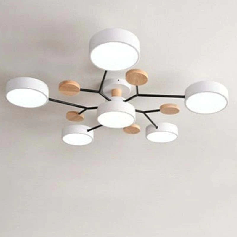 Muto Plafondlamp Hout Modern Rond LED Wit Slaap-/Woonkamer