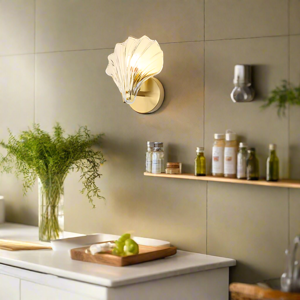 Art Brass Glass Schelp Wandlamp