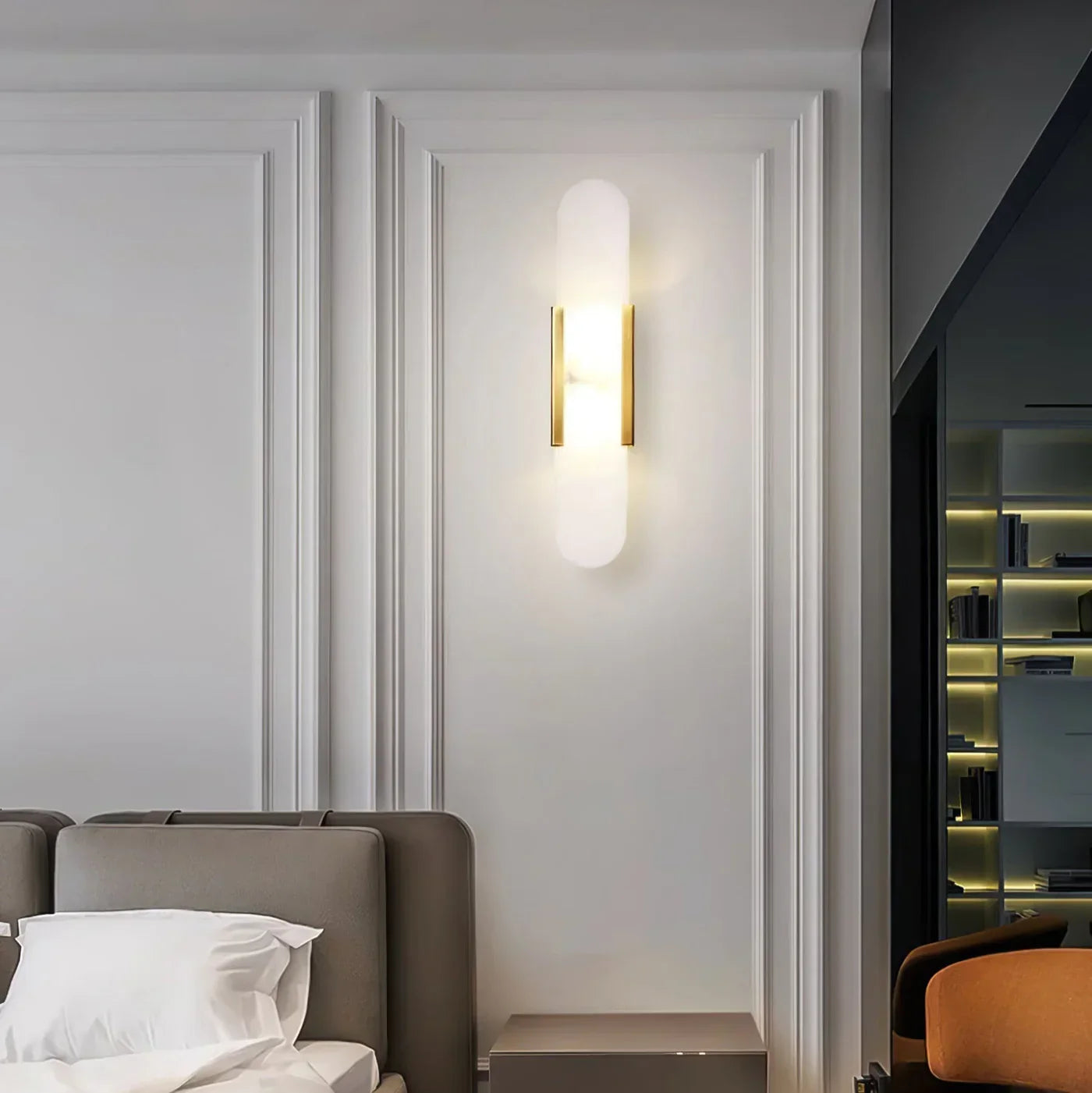 Moderne Wandlamp van Marmer met Gouden Details – Luxe Verlichting