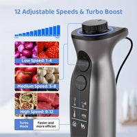 Skanto | 1000W Staafmixer – Handheld, Krachtig, Krastbestendig, Variabele Snelheid en Turbo-modus, Geluidsarm, Inclusief Maatbeker, Hakker, Klopper, Melkopschuimer