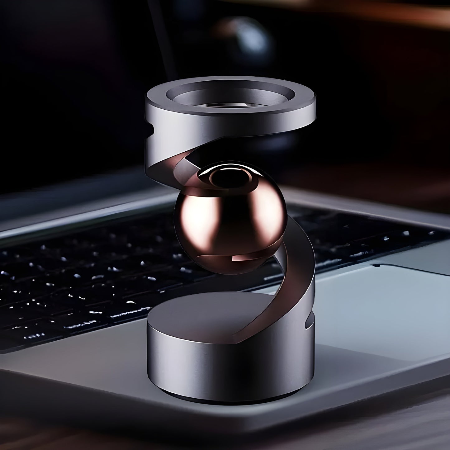 FidgetOrbit – Bureauaccessoire met zwevend gyroscoop voor ontspanning en moderne inrichting