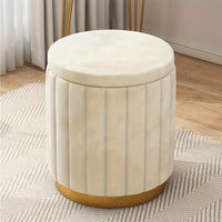 Nordic Chic Opberghocker – Stijlvolle Ronde Pouf met Opbergruimte en Spiegelafwerking