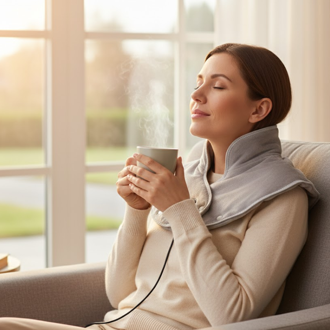 CalmWrap | Warmtebedekking voor Nek en Schouders – Snelle Pijnverlichting