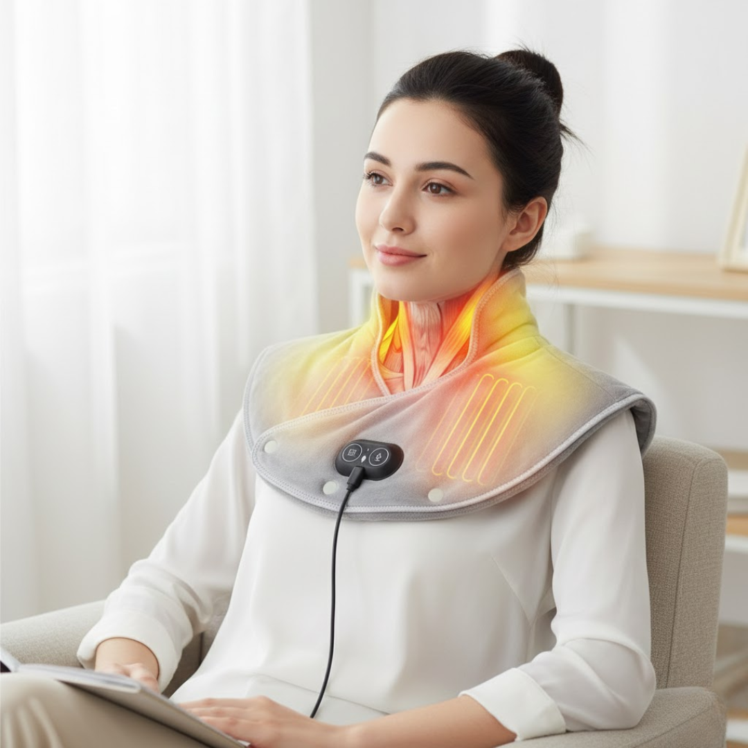 CalmWrap | Warmtebedekking voor Nek en Schouders – Snelle Pijnverlichting