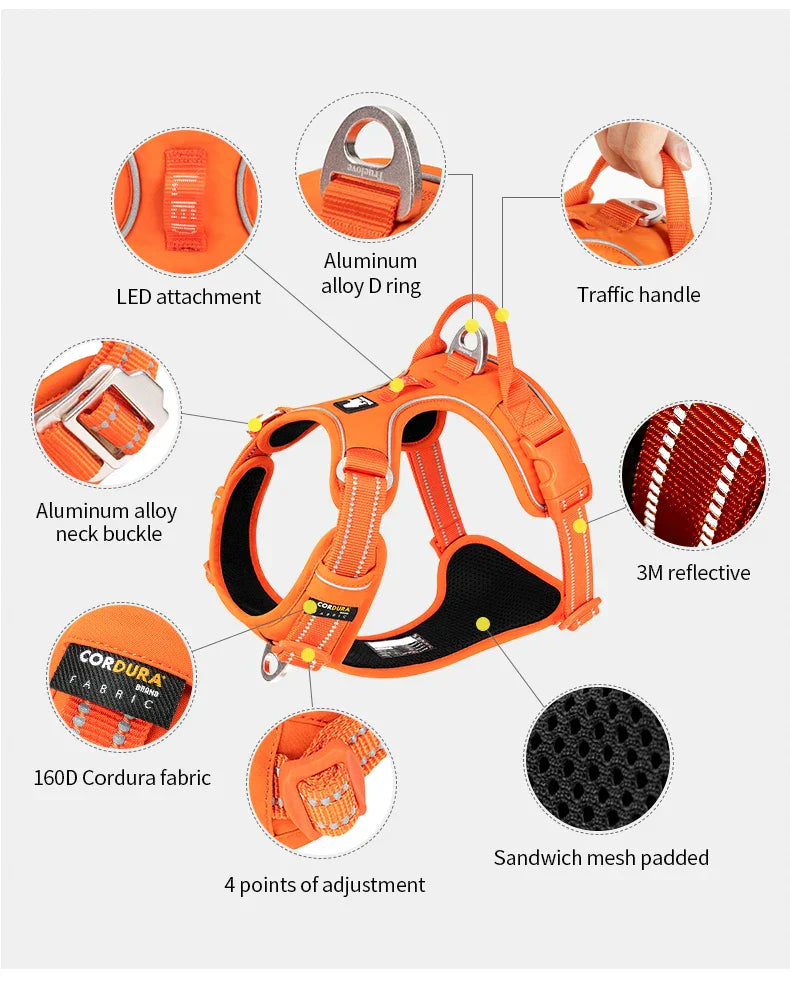 AstraPaw Nylon Harnas Voor Honden Met Reflecterende Bandjes, No-Pull, Voor Alle Maten