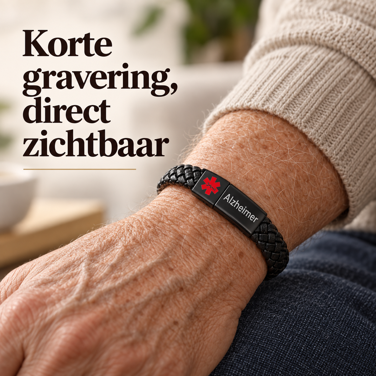Custom AlertBand | Medische ID Armband voor Senioren met Dementie of Alzheimer