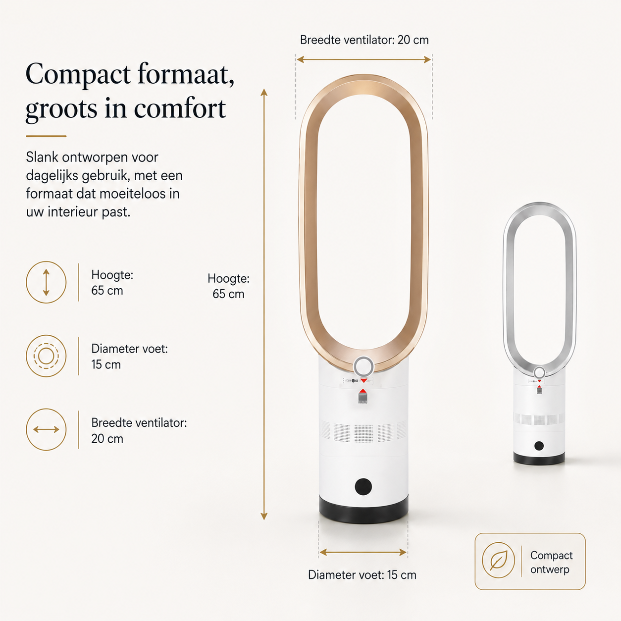 Airpure | Compact 3-in-1 Luchtreiniger & Koeler | Met Oscillatie & LED Aanraakbedieningspaneel