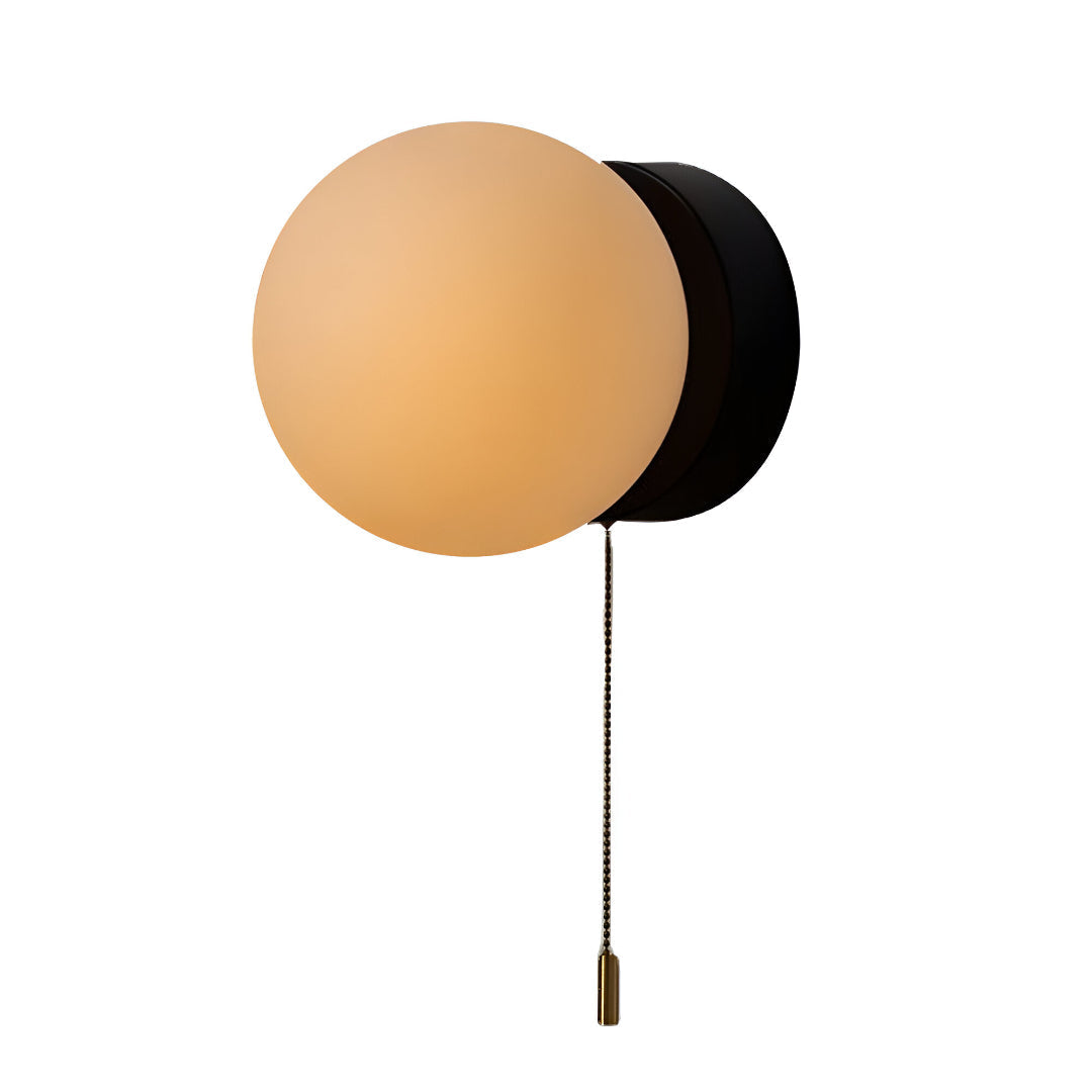 Noordse Minimalistische Glazen Bol Wandlamp LED 1-Licht met Trekkoord