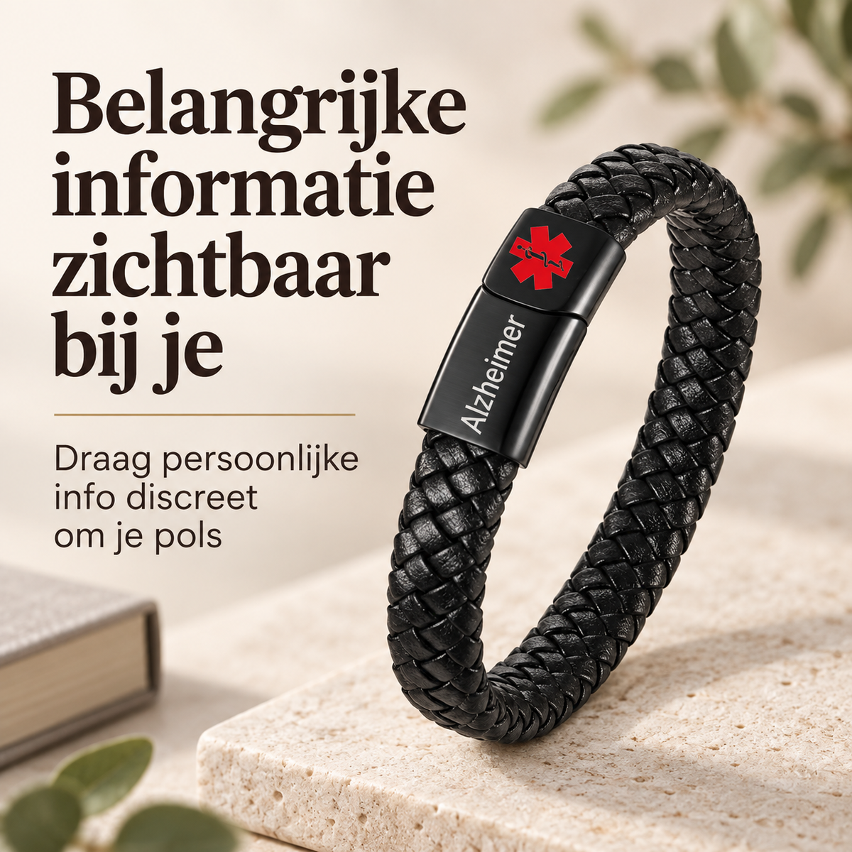 Custom AlertBand | Medische ID Armband voor Senioren met Dementie of Alzheimer