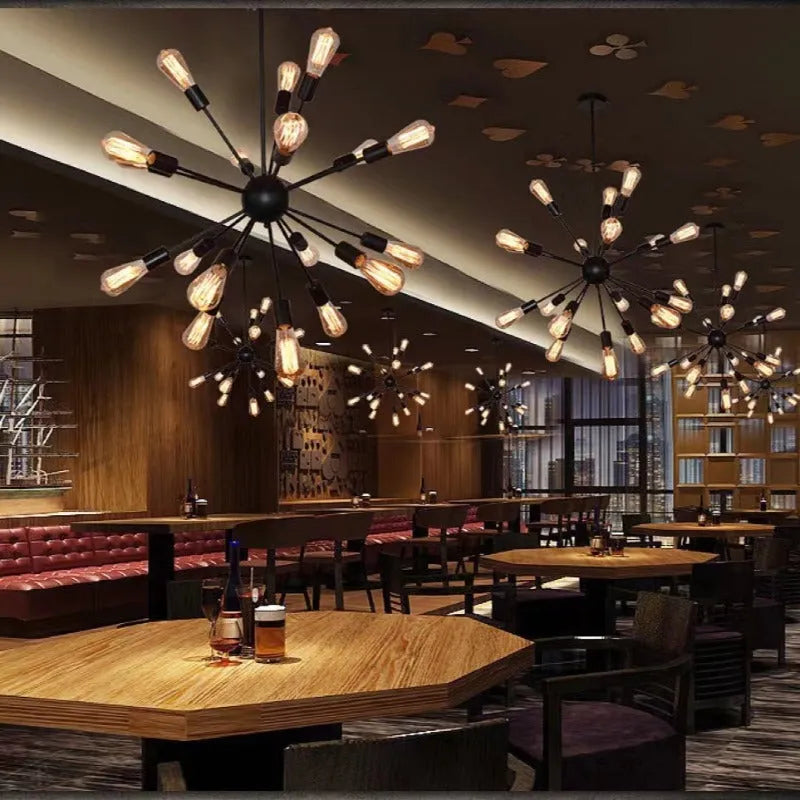 Austin Industriële Kroonluchter Zwart Restaurant Eetkamer Metaal