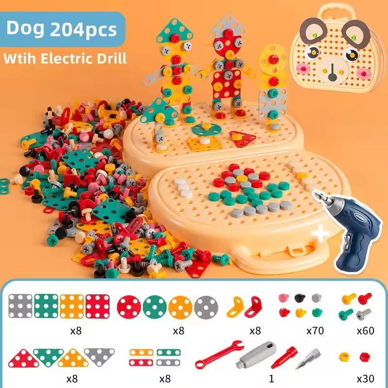 Educatief constructiespel met inbegrepen boormachine