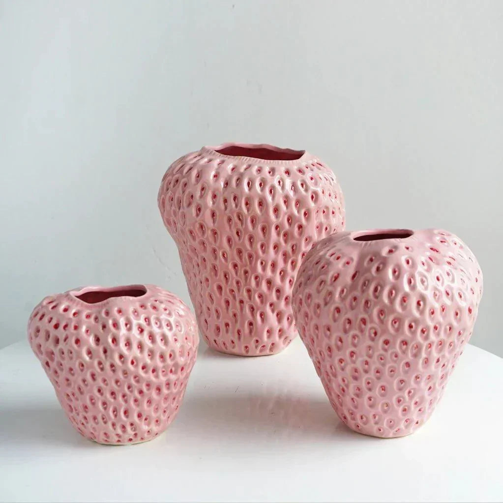 Aardbei Keramische Decoratieve Vaasje Voor Bloemen En Tafel Decor