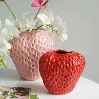 Aardbei Keramische Decoratieve Vaasje Voor Bloemen En Tafel Decor