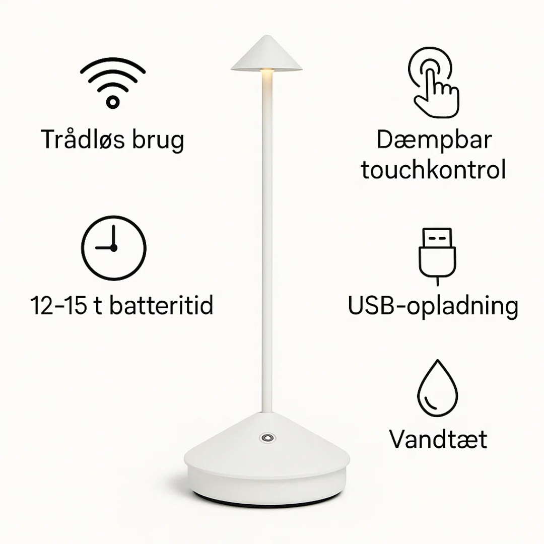 ClarityGlow | Draadloze Tafellamp met Dimbare Verlichting en Waterdicht Ontwerp
