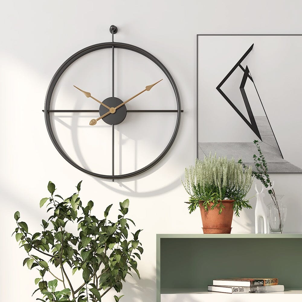 Interieur & Decoratie Grote Wandklok met Geometrisch Metaalontwerp en Stille Mechanisme