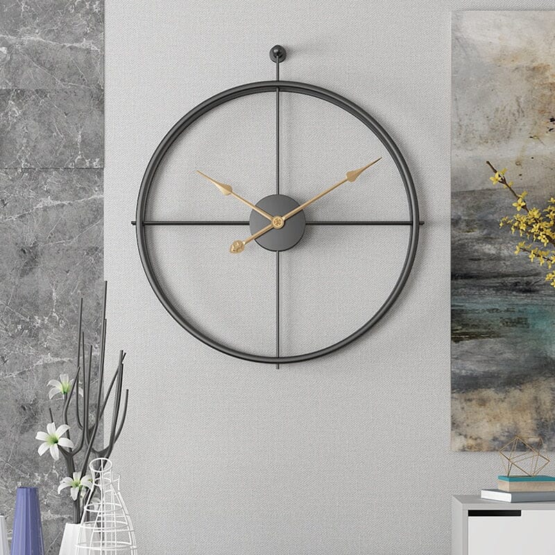Interieur & Decoratie Grote Wandklok met Geometrisch Metaalontwerp en Stille Mechanisme