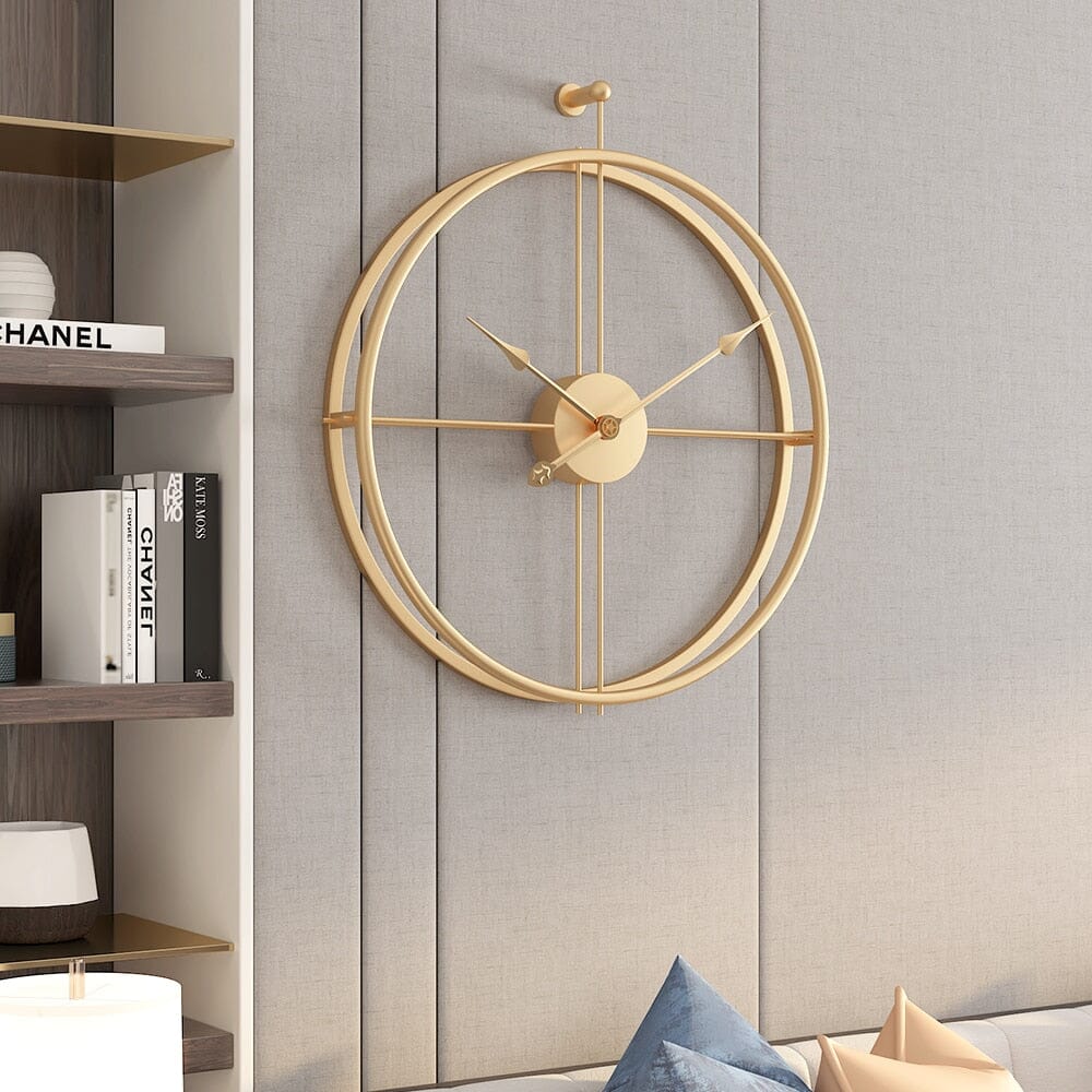 Interieur & Decoratie Grote Wandklok met Geometrisch Metaalontwerp en Stille Mechanisme