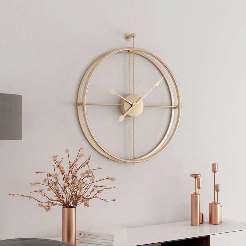 Interieur & Decoratie Grote Wandklok met Geometrisch Metaalontwerp en Stille Mechanisme