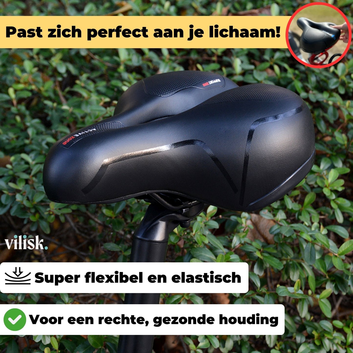 Comfortabele fiets zadel tegen rug- en staartpijn