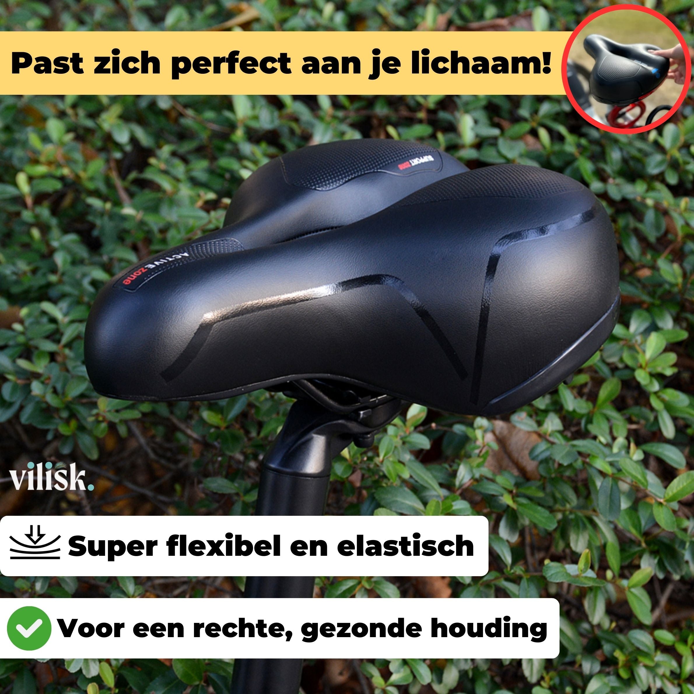 Comfortabele fiets zadel tegen rug- en staartpijn