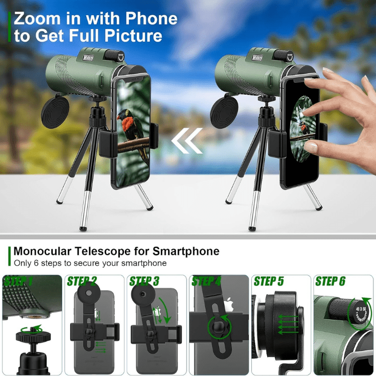 Compact 600x Ultra-Zoom Monoculaire | HD Lens, Lichtgewicht & Perfect voor Wandelen, Vogelspotten en Sportevenementen
