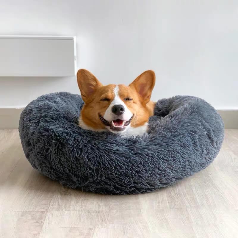 Rund Plüsch Kalmerende Donut Hondenbed voor kleine tot grote honden