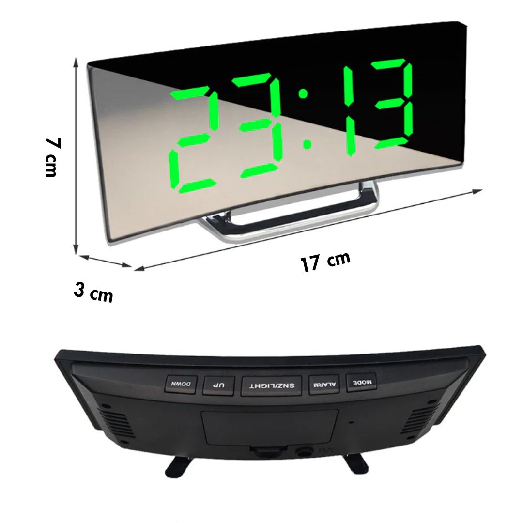 CurveClock | Digitale Wekker LED met Gebogen Scherm en Automatische Verlichting