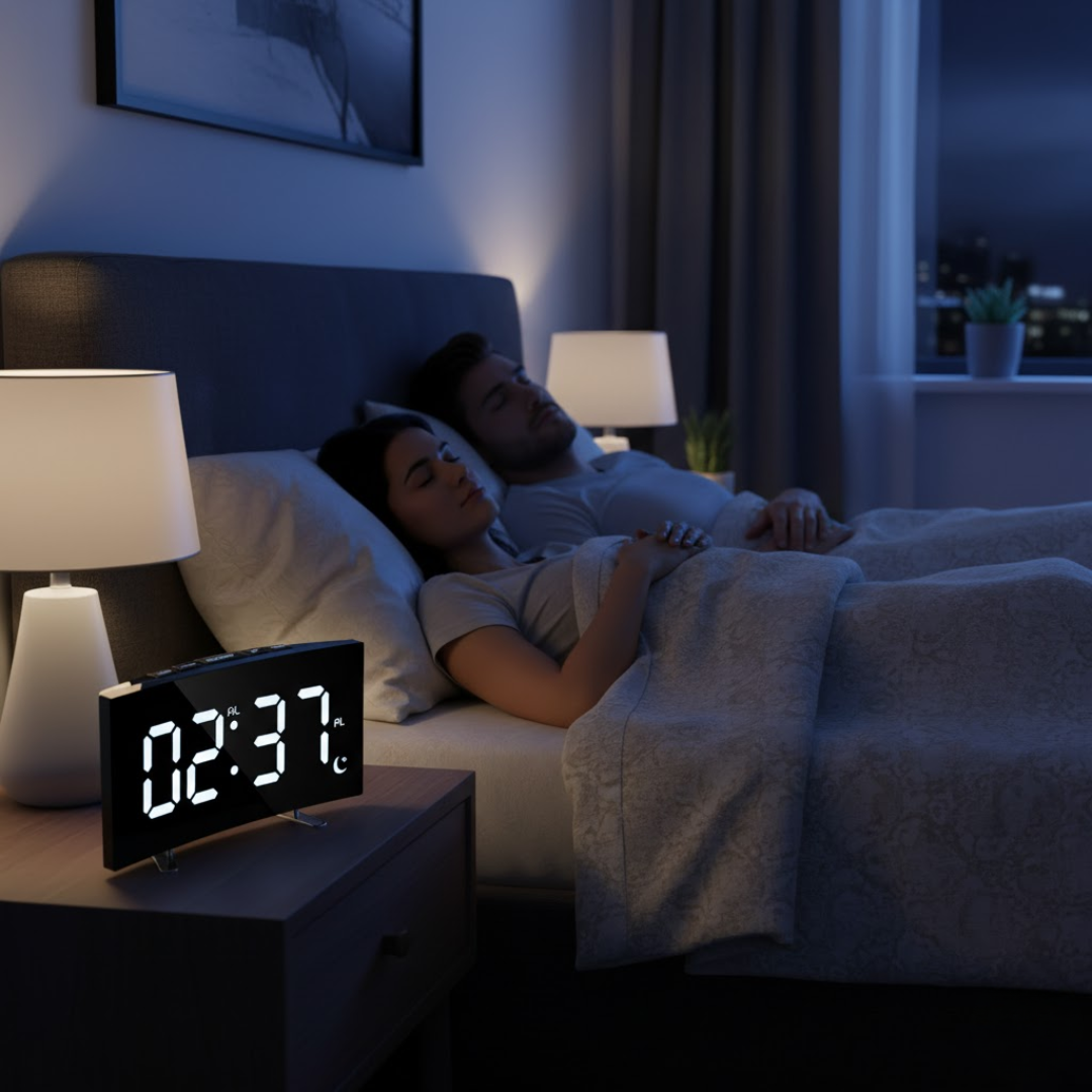 CurveClock | Digitale Wekker LED met Gebogen Scherm en Automatische Verlichting