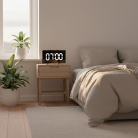 CurveClock | Digitale Wekker LED met Gebogen Scherm en Automatische Verlichting