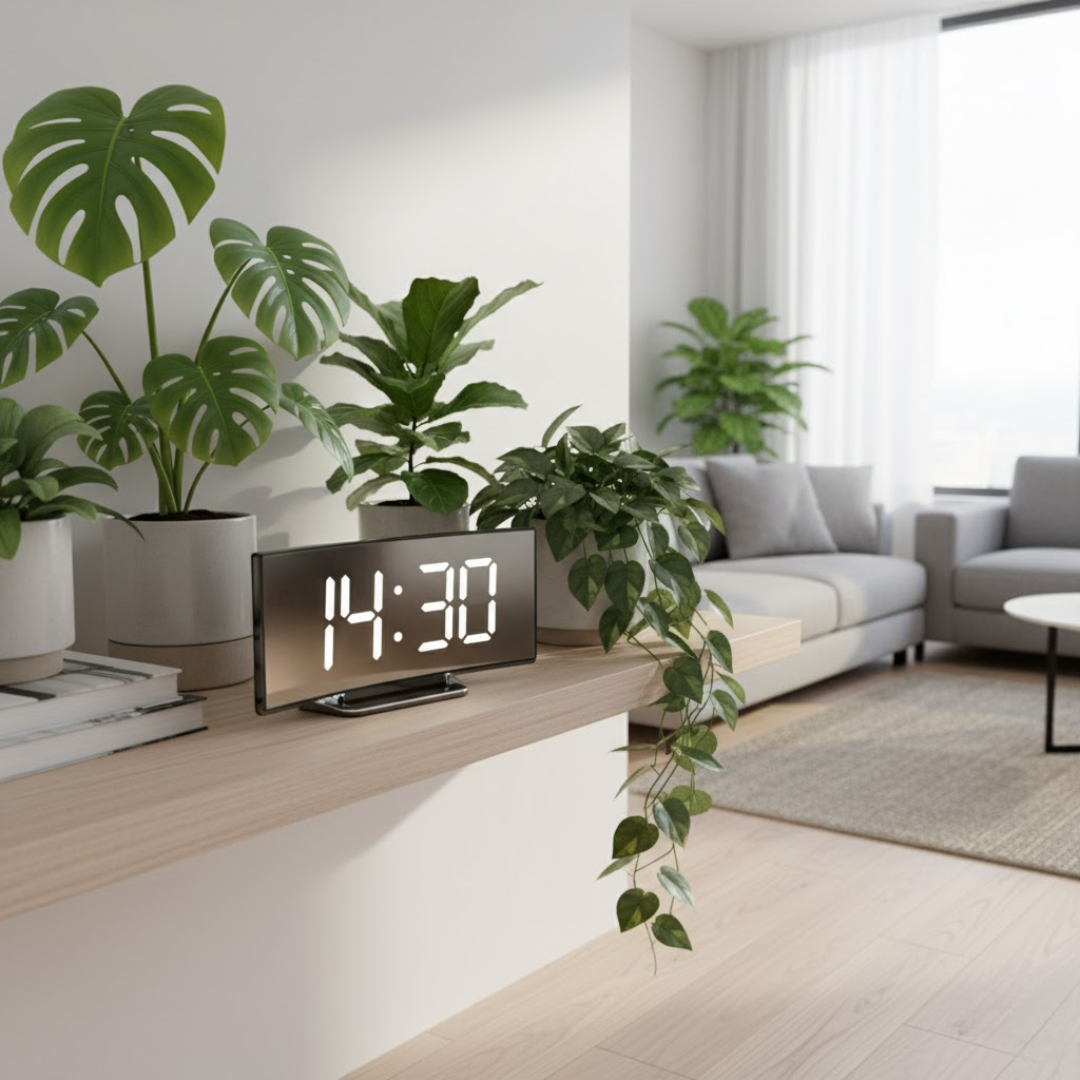 CurveClock | Digitale Wekker LED met Gebogen Scherm en Automatische Verlichting
