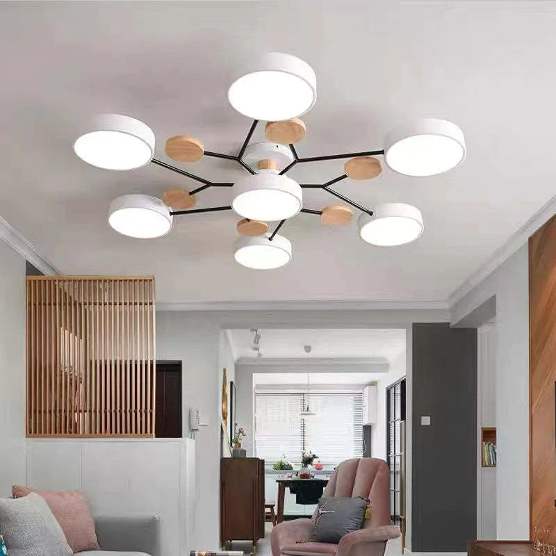 Muto Plafondlamp Hout Modern Rond LED Wit Slaap-/Woonkamer