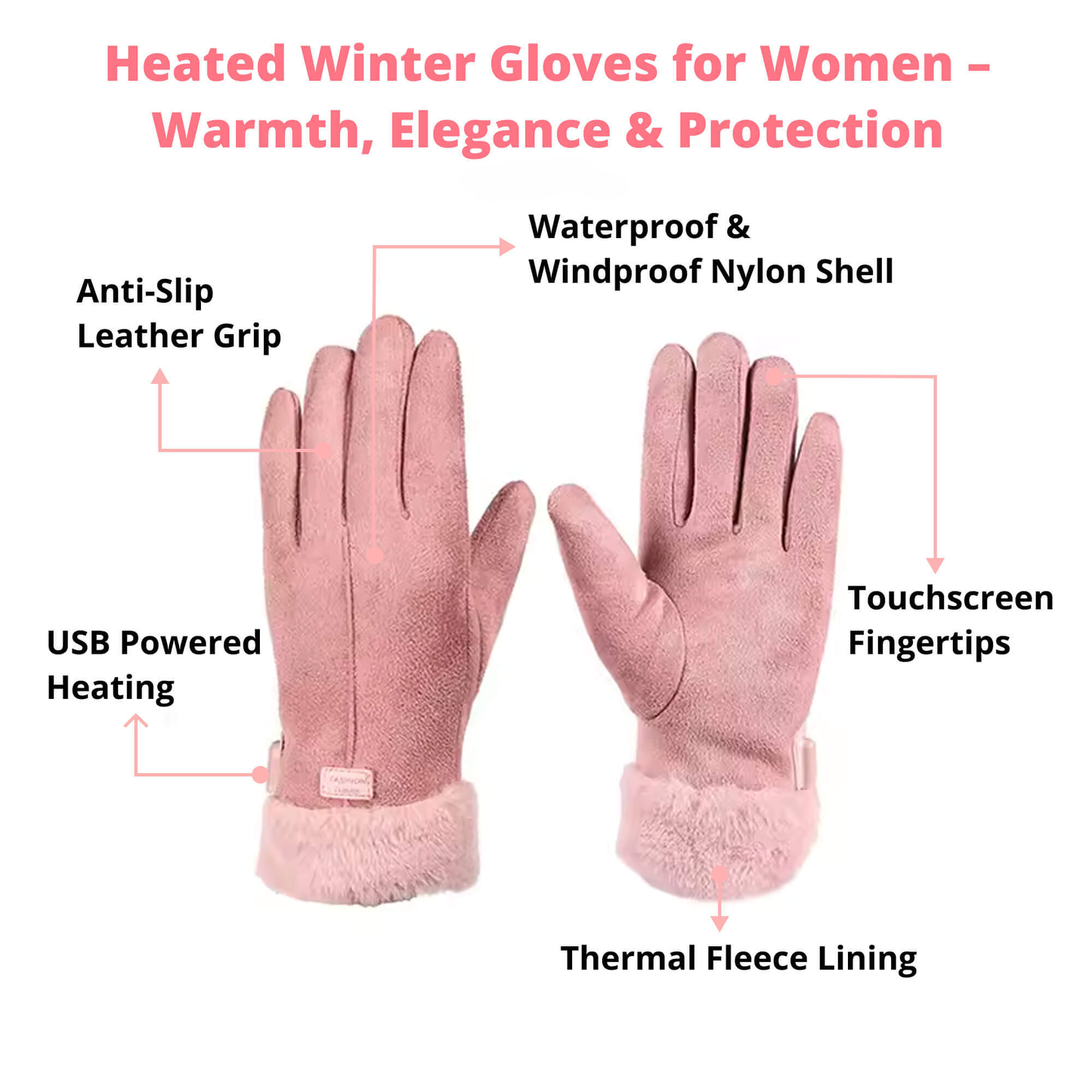 Verwarmde Handschoenen voor Vrouwen VK – Dames Thermische Waterdichte Winterhandschoenen met Touchscreen & USB Oplaadbaar Warm Ontwerp