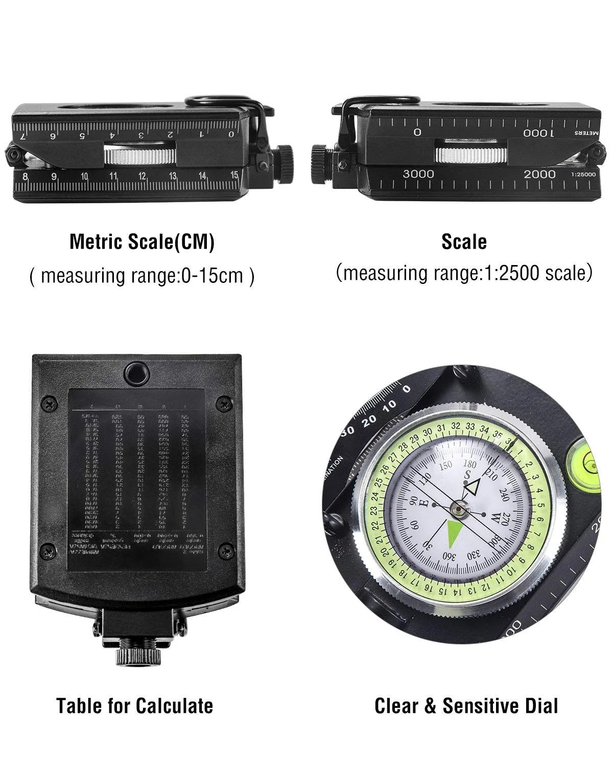 Multifunctionele Militaire Richtkompas met Clinometer