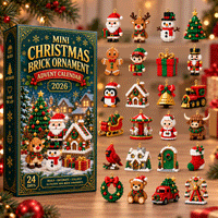 Mini tegelstenen adventskalender met 24 bouwsets voor kerst om te bouwen en op te hangen