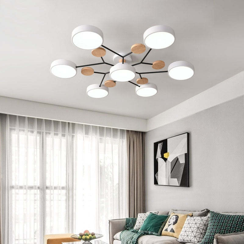 Muto Plafondlamp Hout Modern Rond LED Wit Slaap-/Woonkamer
