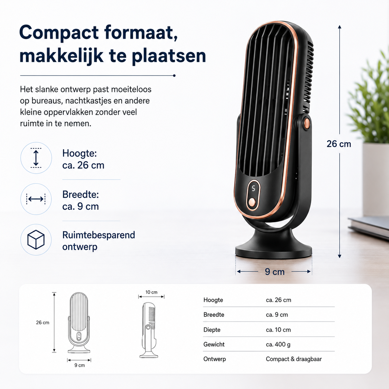 Coolux – Ultra-Stille USB Bureauventilator