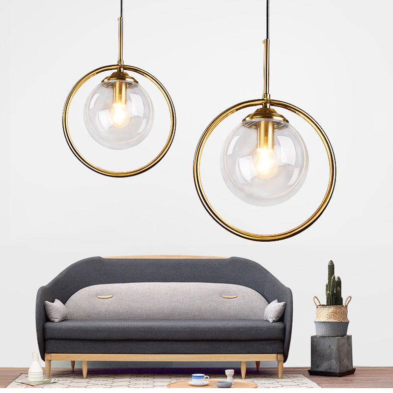 Zoey Glazen Hanglamp met een Metalen Ring