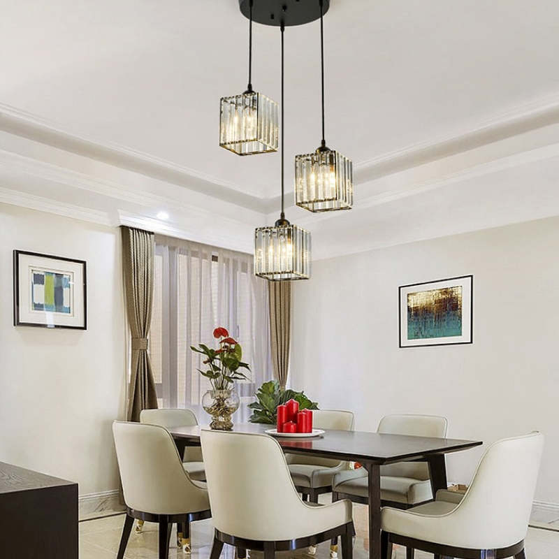 Vina Moderne Cluster Cilinder Glazen Hanglamp, Zwart/Goud