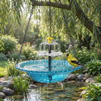 AquaBloom™ | Zonne-energie Hangfontein – Vogelbad met 2-niveaus Waterspel