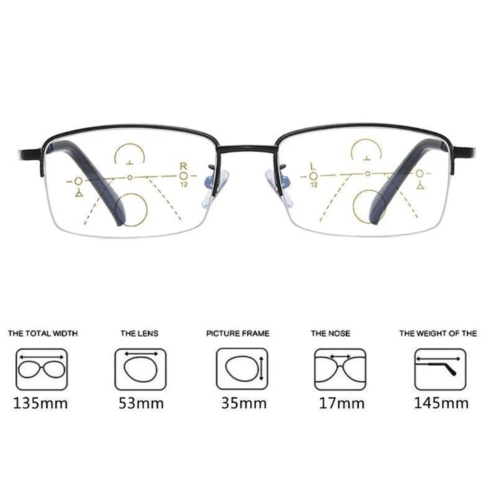 Titanium Progressieve Ver- en Nabijzicht Dual-Use Leesbril