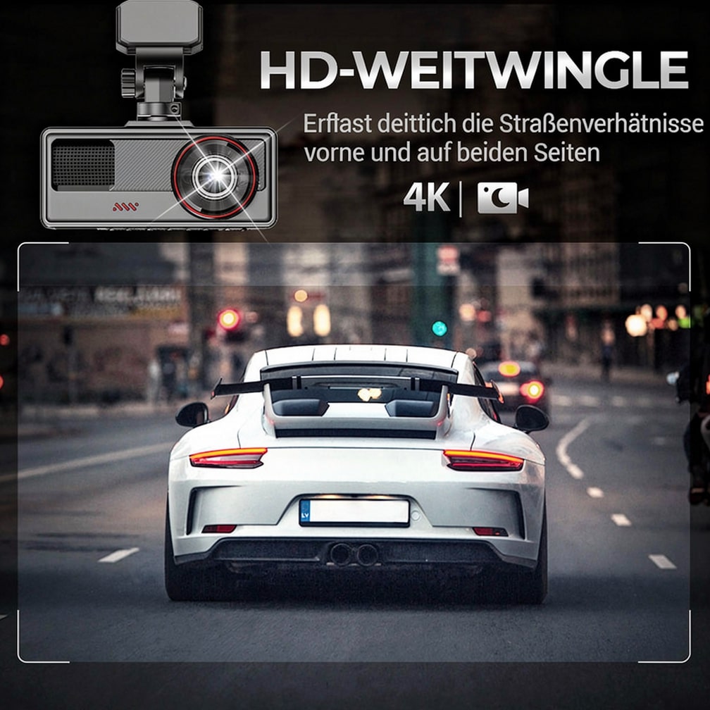 Dashcam voor auto voor en achter | Achteruitrijcamera om te monteren | Auto camera | FahrCam