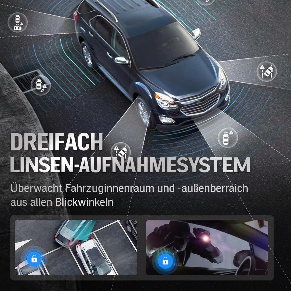 Dashcam voor auto voor en achter | Achteruitrijcamera om te monteren | Auto camera | FahrCam
