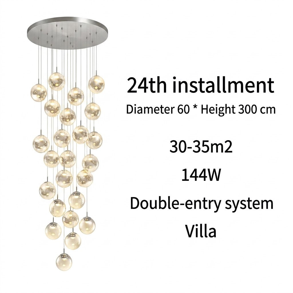 AstraLumen Glazen Bol Trap Chandelier Verhoogt Trapverlichting