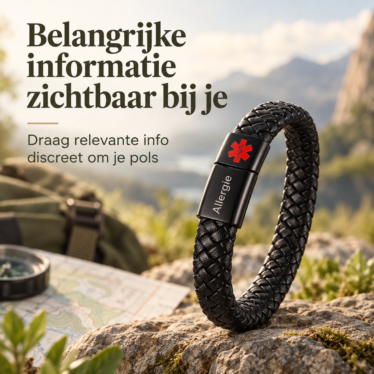 Custom AlertBand | Medische ID Armband voor Sporters & Outdoorliefhebbers