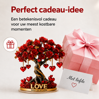 NOBLEHEART GEM – Elegant rozenboom van kristal in de vorm van een hart met gouden basis